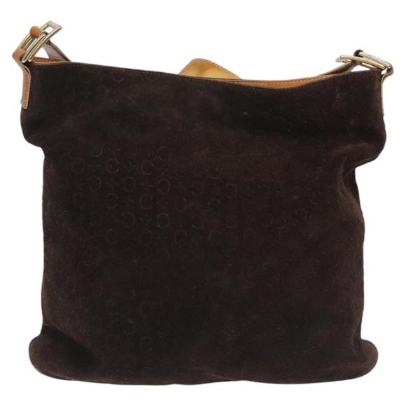 CELINE C Macadam Canvas Shoulder Bag Suede Leather Beige Brown gold Auth hk2165 - Picture 13 of 16